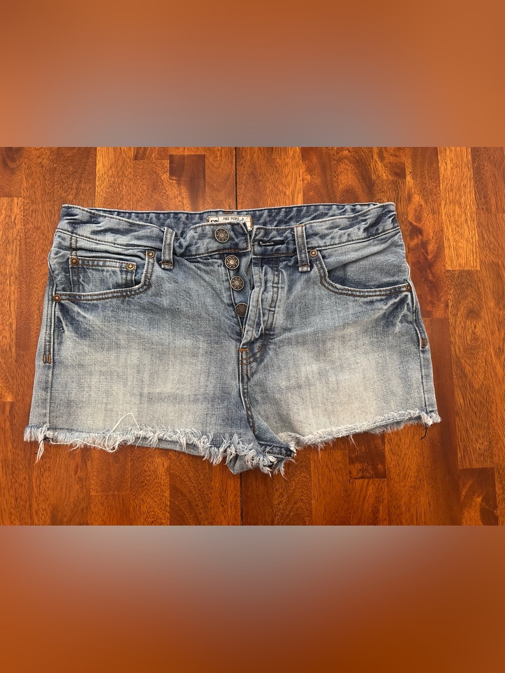 Free People Light Blue Distressed Denim Cutoff Shorts